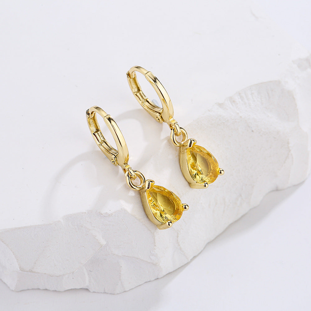 Vintage Geometric Dangle Earrings in Copper with Real Gold Plating and Micro-Pavé Zirconia for Women