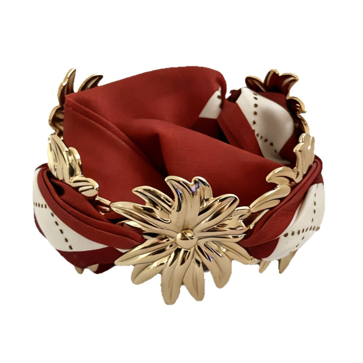 Vintage Round Geometric Floral Plated Stainless Steel Open Cuff Bracelet