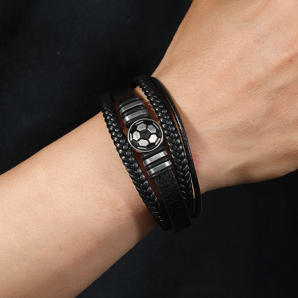 Pulsera magnética de cuero geométrico unisex, estilo punk urbano, regalo de joyería para aficionados a los deportes