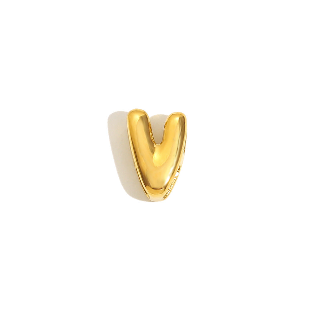 Collana Minimalista con Ciondolo a Lettera da Donna in Acciaio Inox con Placcatura in Oro 18K Design Cavo