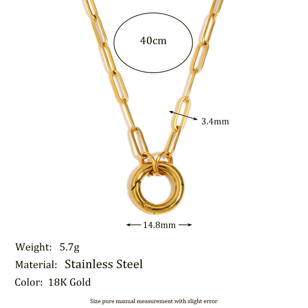 Collana girocollo minimalista ed elegante con ciondolo a barra geometrica in acciaio inossidabile placcato oro 18 carati da donna