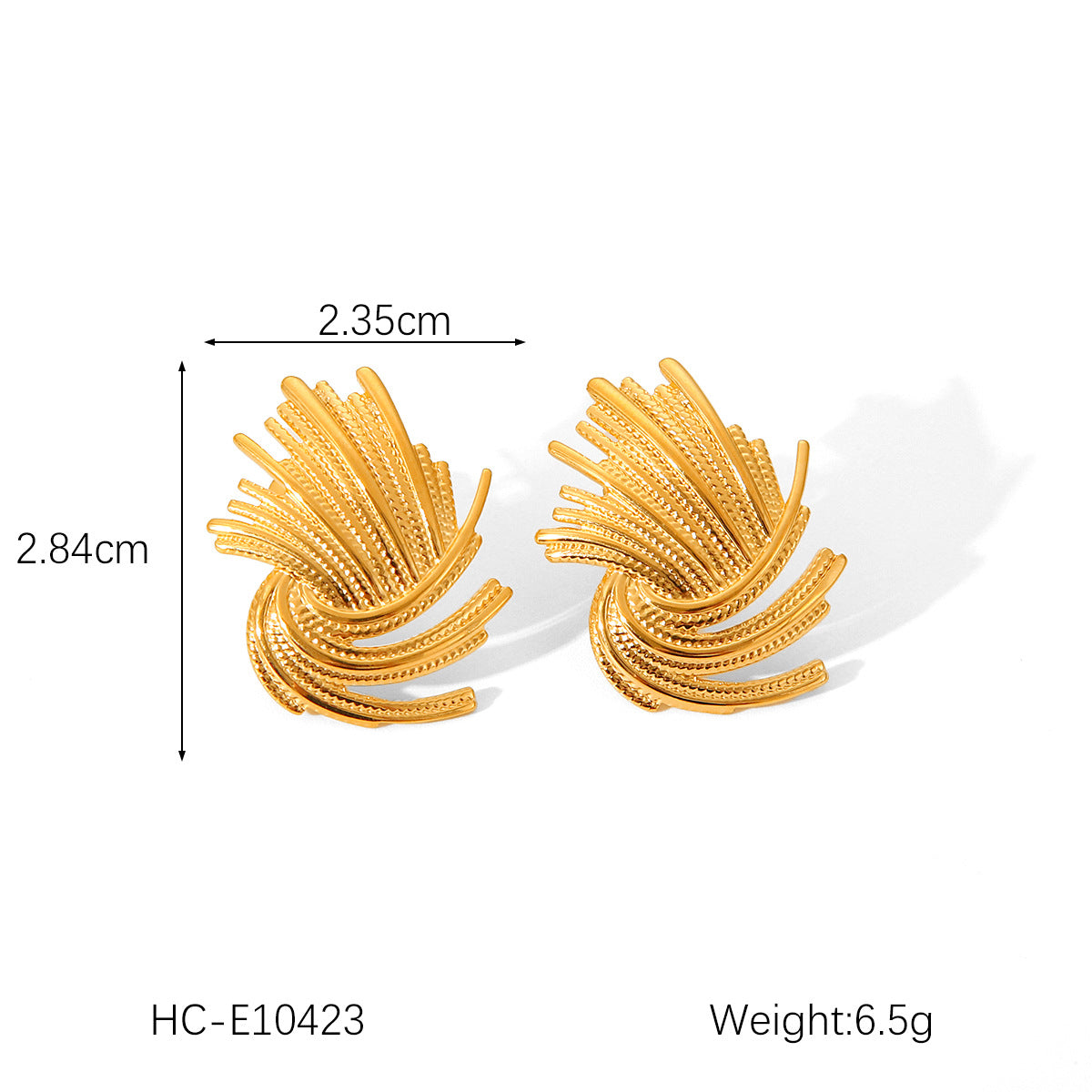 Geometric Firework Ray Design Stainless Steel Stud Earrings for Women with Plated Finish