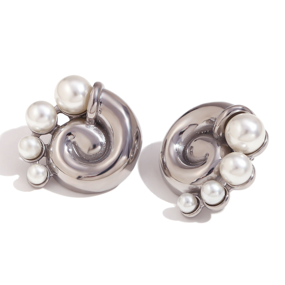 Orecchini da donna in acciaio inossidabile placcato oro 18K, design a mezzaluna vuota, ispirazione geometrica francese vintage