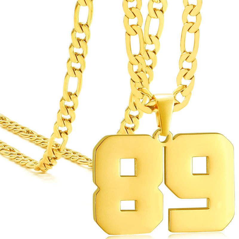 Minimalist Numeric Pendant Necklace for Men and Women Stainless Steel Chain with Polished Titanium Steel Charm