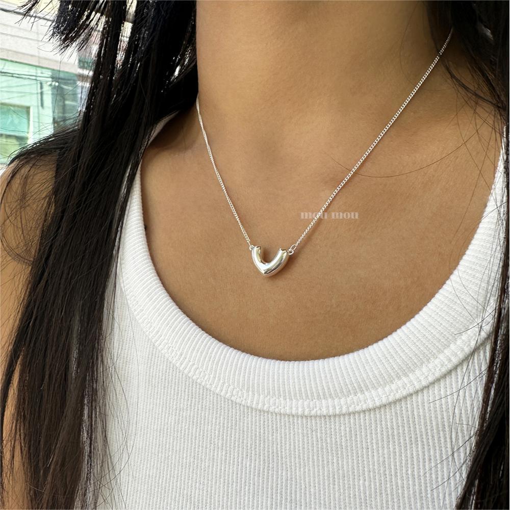 Minimalist Geometric V-Shaped Necklace in 925 Sterling Silver with Rhodium Plating for Women