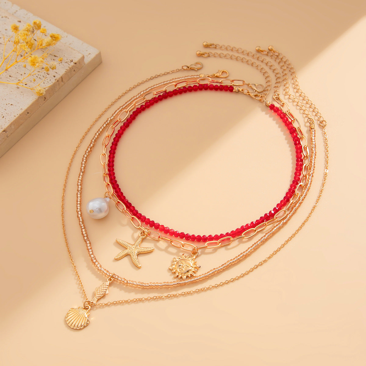 Vintage Bohemian Geometric Alloy Multi-Layer Necklace for Women