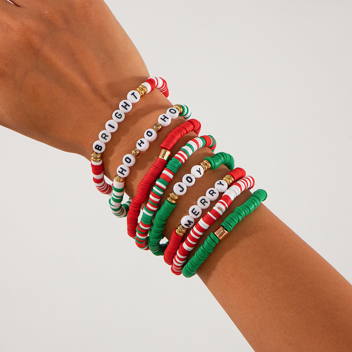 Minimalist Colorful Letter and Number Resin Beaded Bracelet Set Plated
