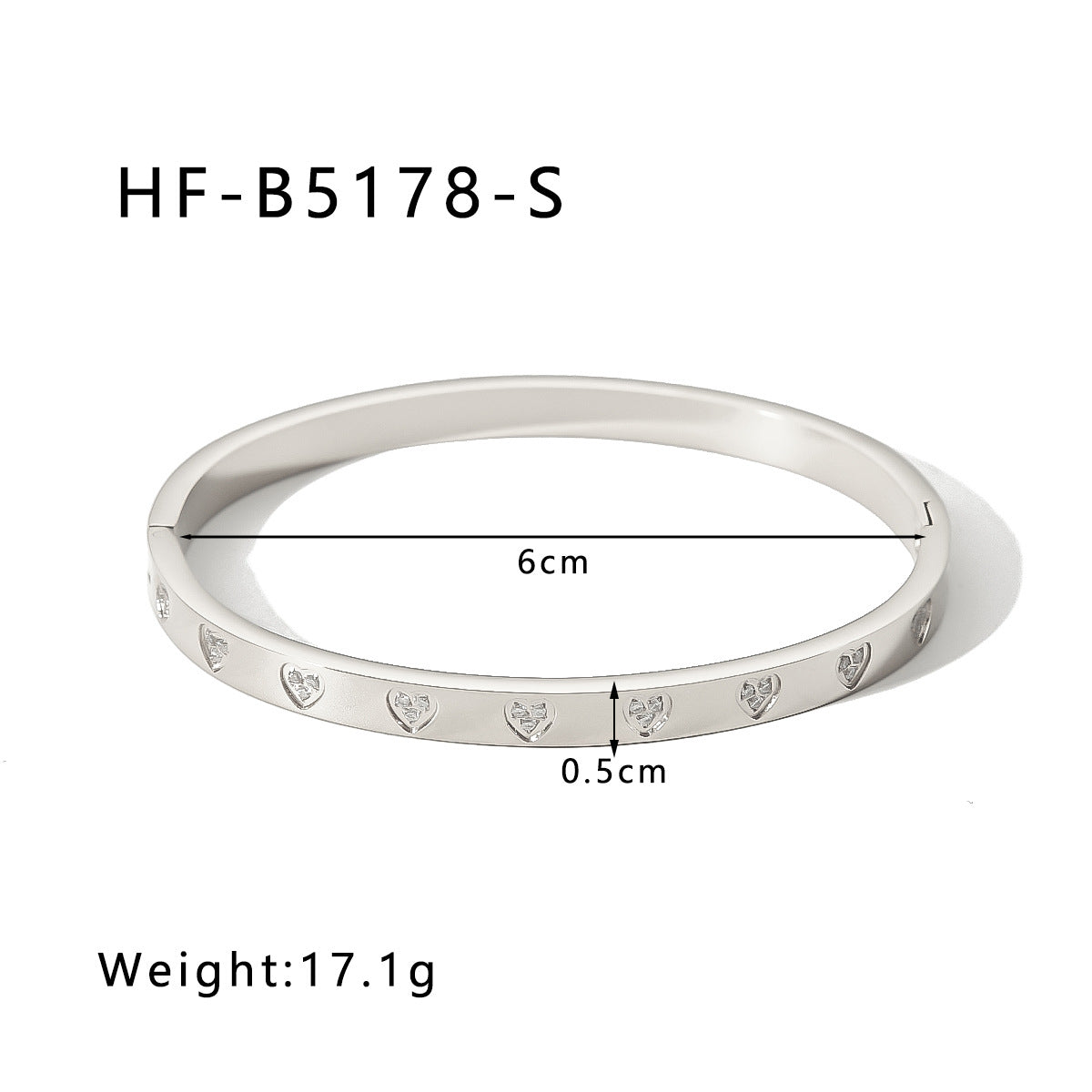 Minimalist Heart-Shaped Rhinestone-Inlaid Titanium Steel Bracelet with 18K Gold Plating for Women