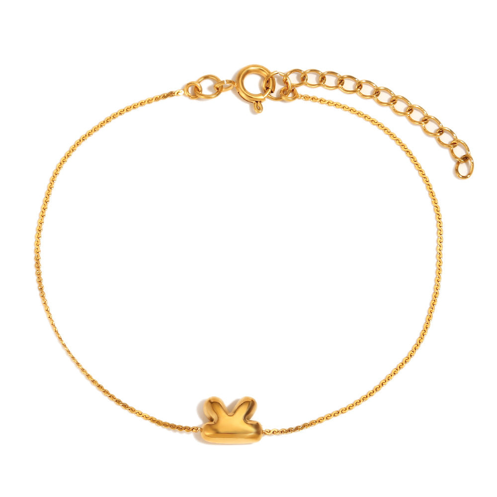 Pulsera de Burbujas para Mujer de Acero Inoxidable con Letra S Minimalista y Chapado en Oro de 18K