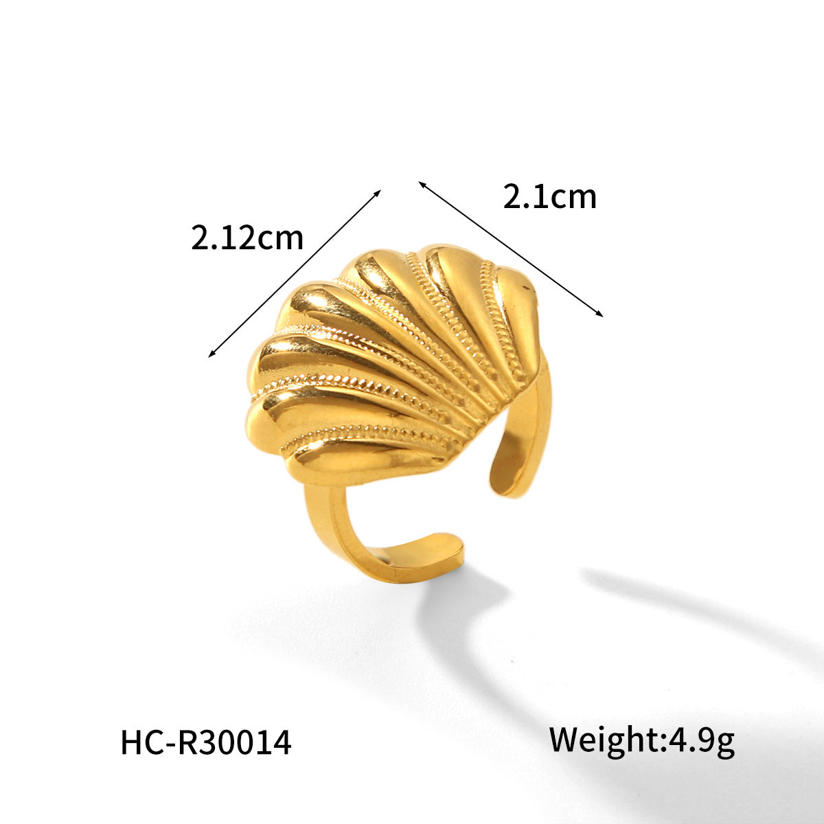 Anillo de acero de titanio con forma de festón geométrico estilo INS con baño de oro de 18 quilates para mujer Joyería de mano de lujo