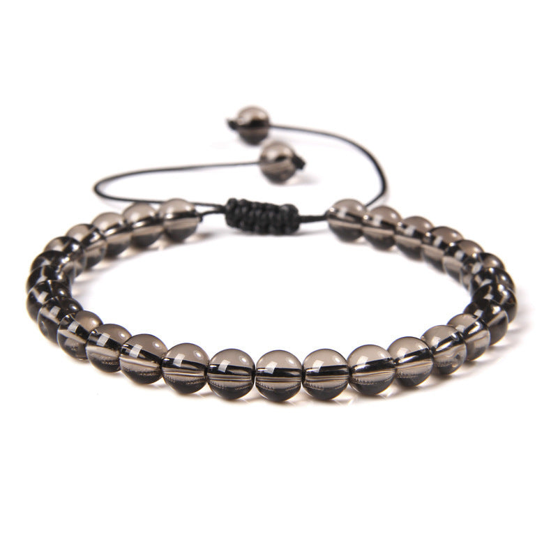 Sweet Sporty Geometric Natural White Crystal Stretch Bracelet 6mm Unisex Handmade Energy Bangle