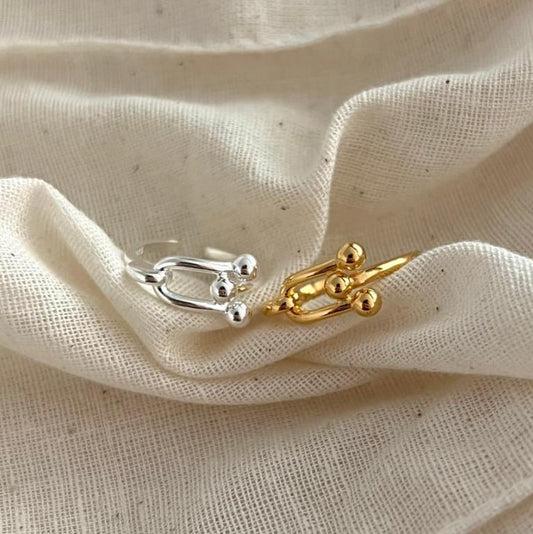 Anello a cuore minimalista in stile francese in argento sterling 925 da donna con design a doppio anello