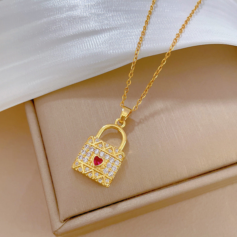 Collar minimalista de acero de titanio con forma de corazón y circonitas cúbicas para mujer y hombre
