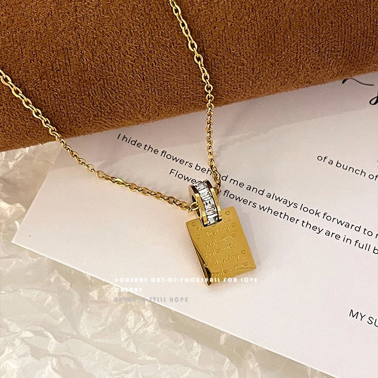 Minimalist Letter Pendant Titanium Steel Necklace for Women with Plated Finish, Delicate Clavicle Chain Design