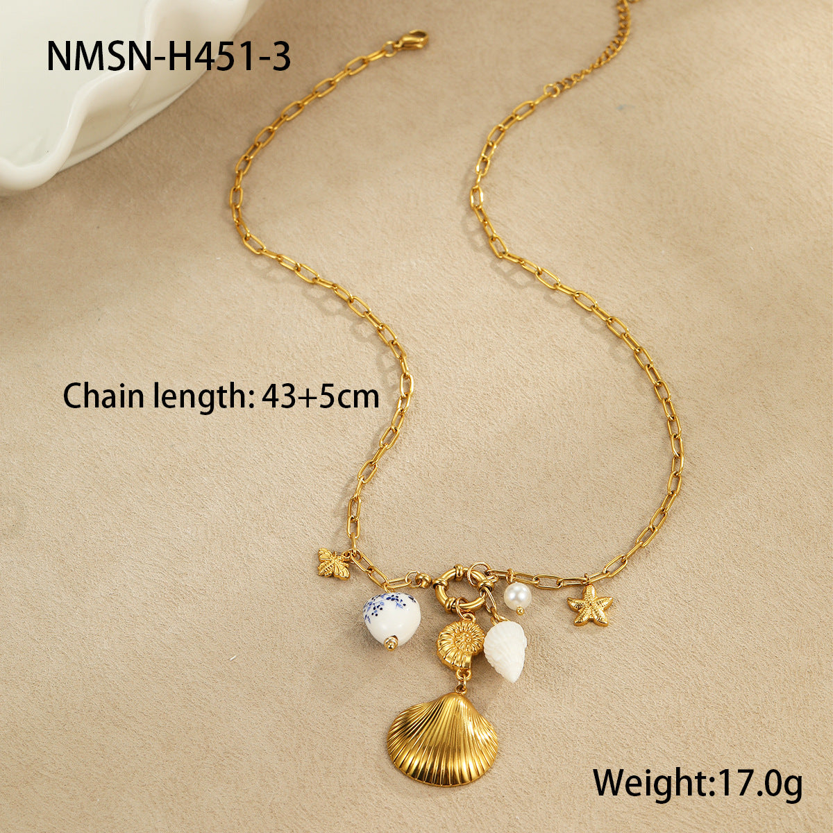 Collana da donna placcata in acciaio inossidabile a forma di stella geometrica, stile vacanza alla moda per la spiaggia e l'oceano