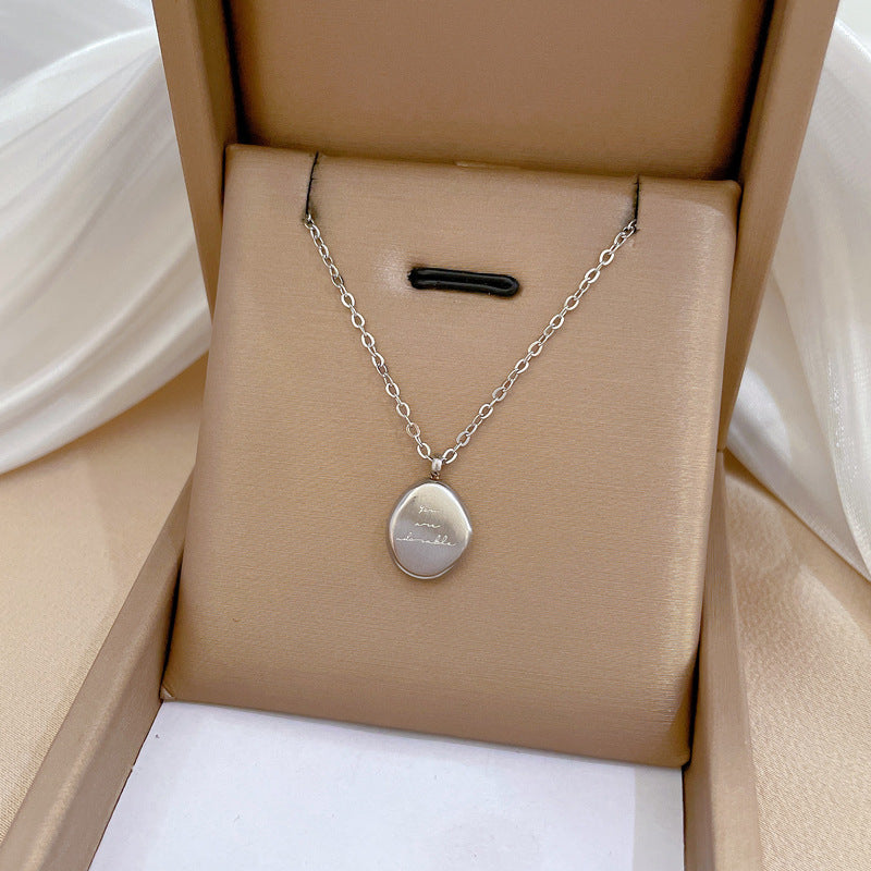 Minimalist Titanium Steel Geometric Pendant Necklace for Women and Men with Plated Finish Locket Chain for Clavicle Styling