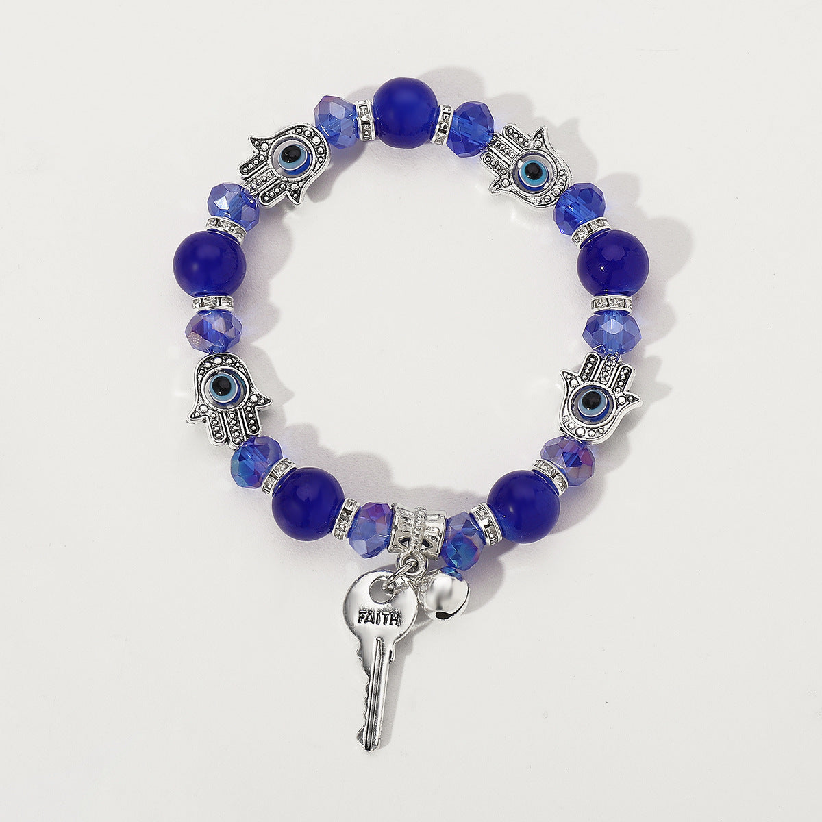 Pulsera étnica hecha a mano con forma de llave geométrica para mujer con cristal artificial y detalles de piedra natural