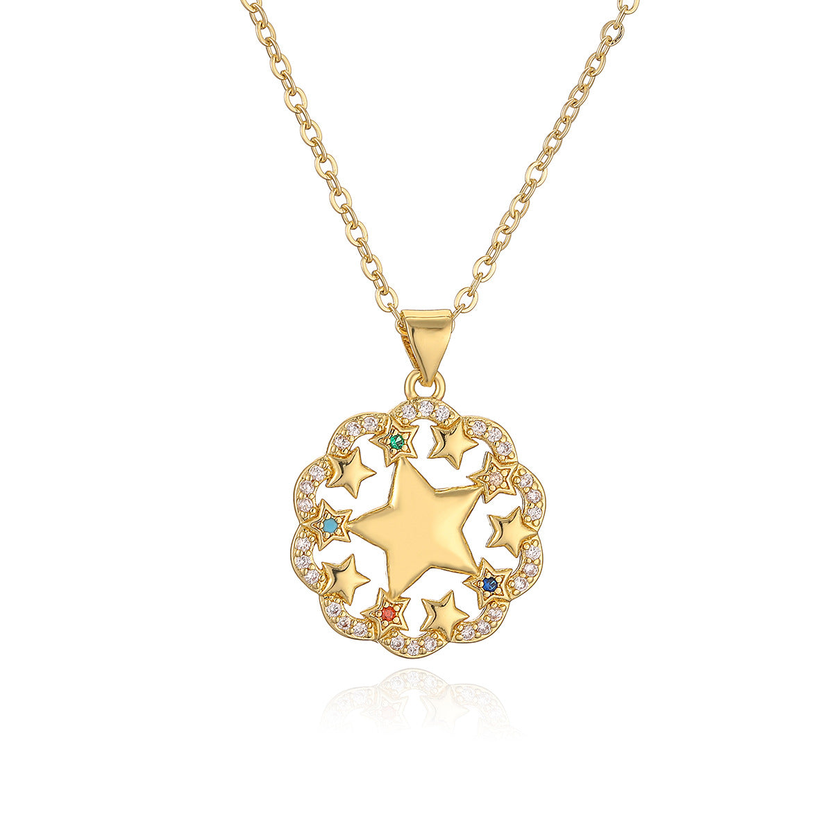 Minimalist Geometric Heart and Butterfly Pendant Necklace for Women in Copper with 18K Gold Plating and Zircon Inlay