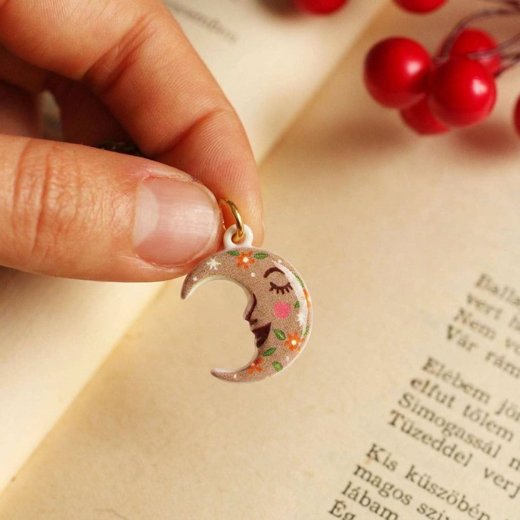 Vintage Moon Brass Plated Pendant Charm Bar for Cable Chain Necklace Unisex DIY Jewelry Accessories