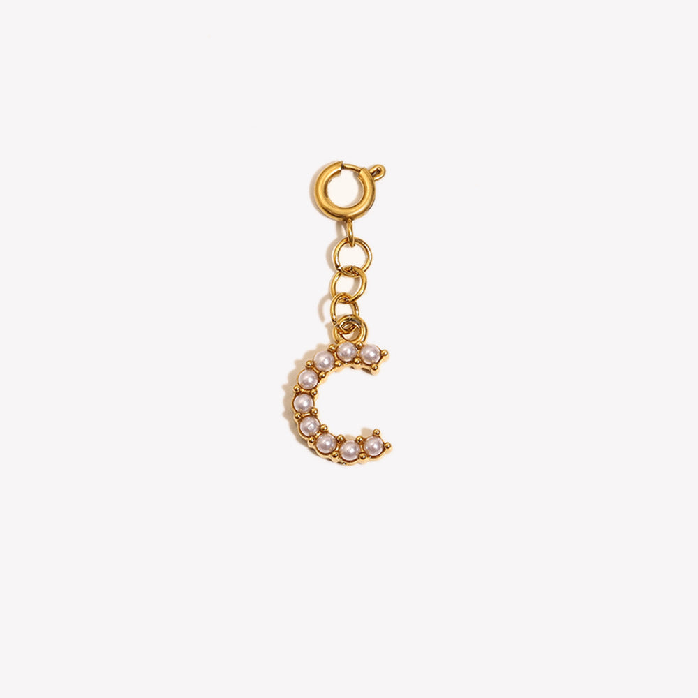 Barretta con Ciondolo a Lettera o Numero in Acciaio Inossidabile Placcato Oro 18K Minimalista da Donna