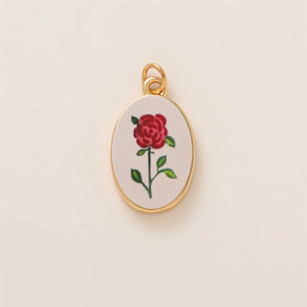 Minimalist Floral Pattern Brass PVD Plated DIY Charm Bar Pendant