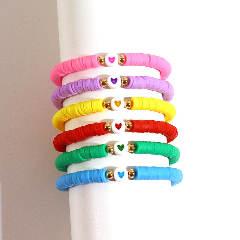 Bohemian Minimalist Heart Resin Bracelet Unisex Friendship Jewelry