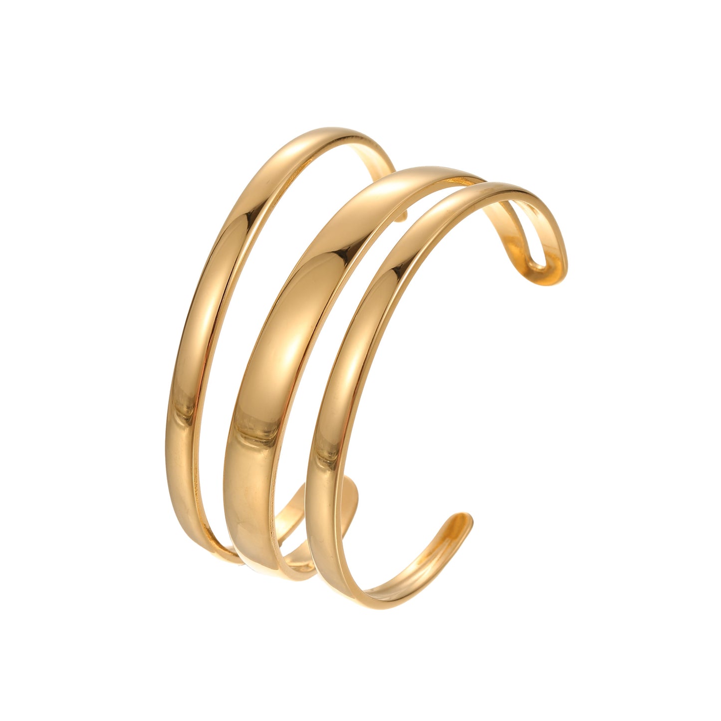 Minimalist Geometric Stainless Steel Bracelet with Open Cuff Design for Women, Electroplated Luxury-Inspired Fashion Accessory