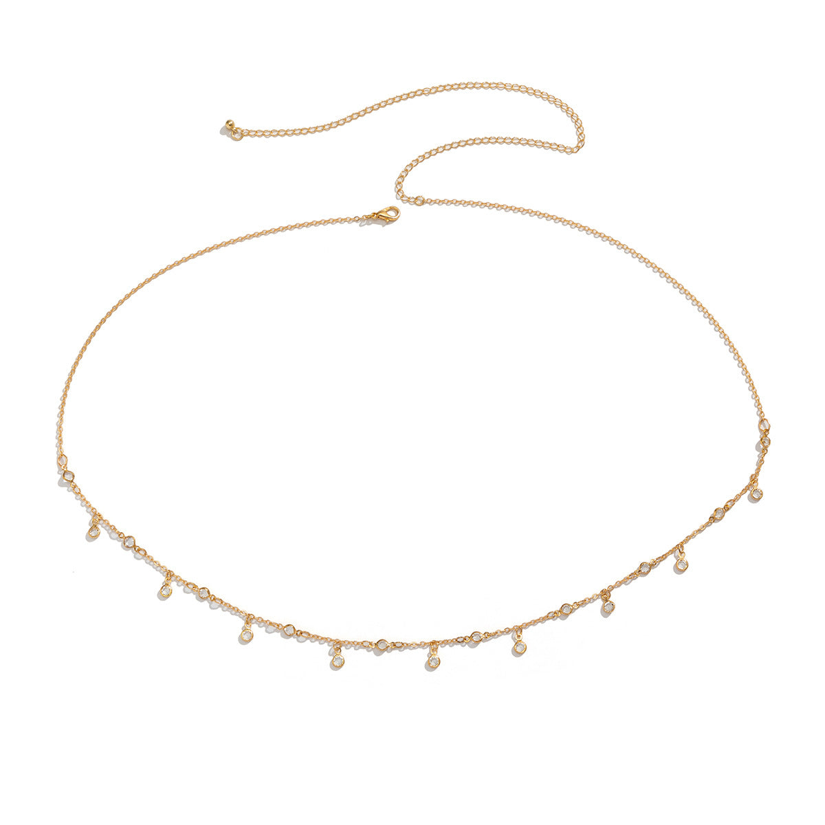 Cadena geométrica de cristal para la cintura de mujer con detalle de borla, cadena de metal para el cuerpo de estilo elegante y versátil