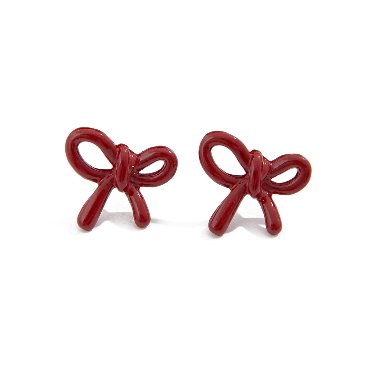 Minimalist Floral Bow Earrings for Women with Enamel Finish in Alloy Metal