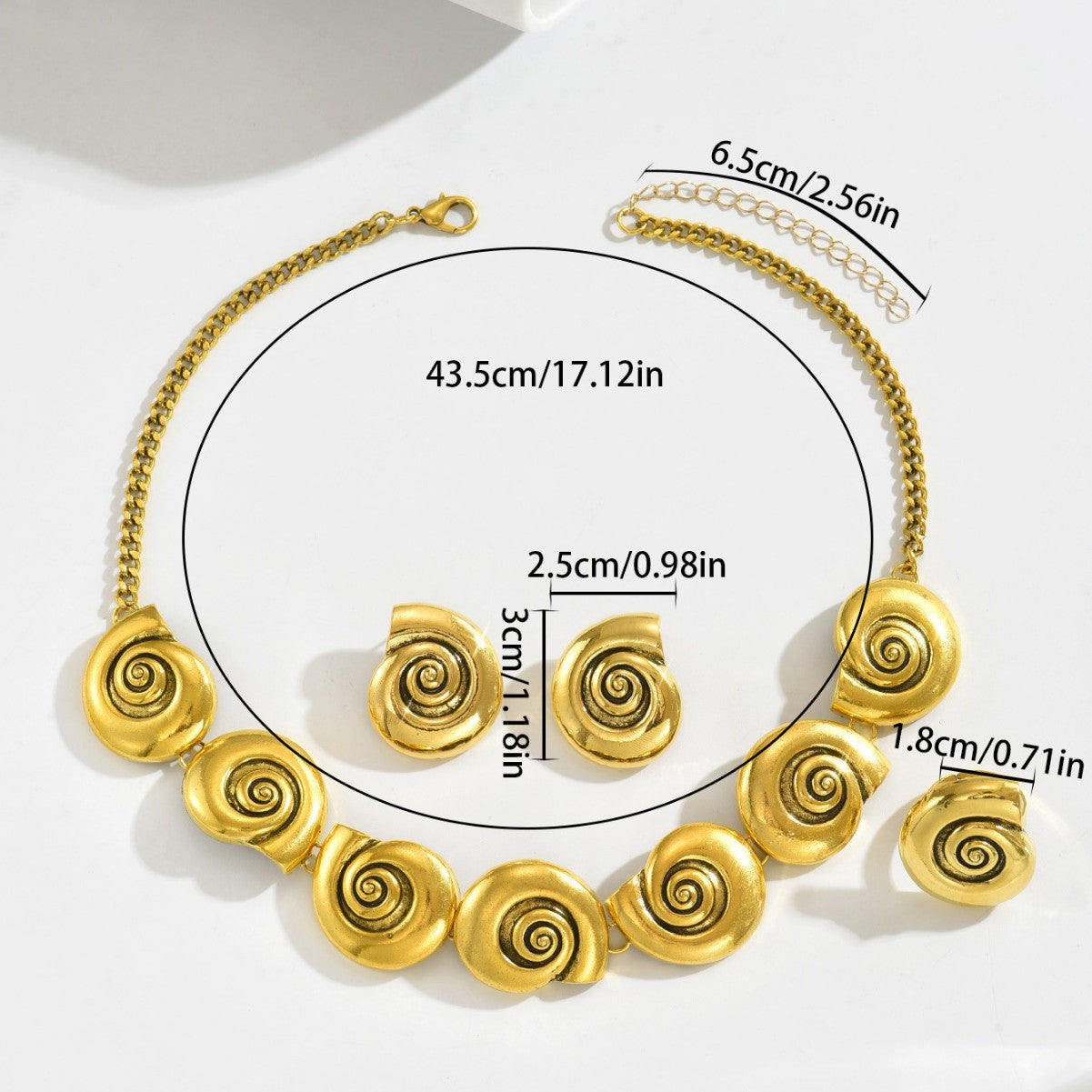 Juego de collar, pendientes y pulsera de aleación con diseño minimalista de concha para mujer