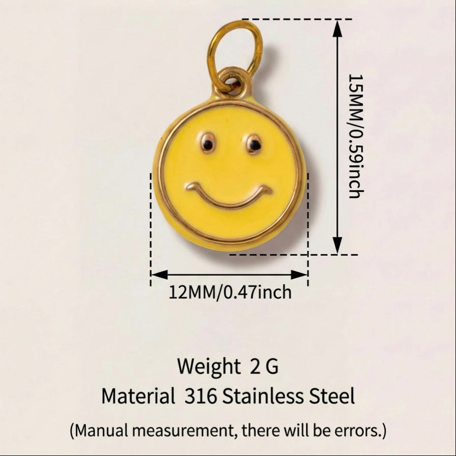 Cute Cartoon Cat Ceramic Drip Oil Plated Stainless Steel Charm Bar Pendant
