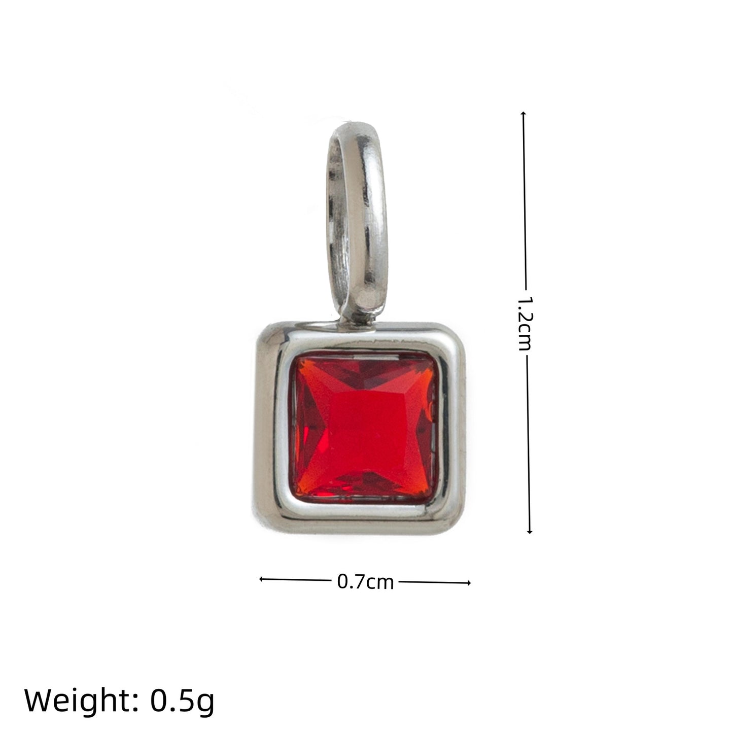 Minimalist Square Titanium Steel Gemstone Charm Bar with Cubic Zirconia Inlay for Women