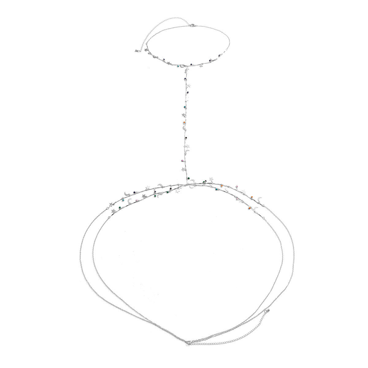 Ethnic Star Moon Drip Oil Alloy Body Chain for Women