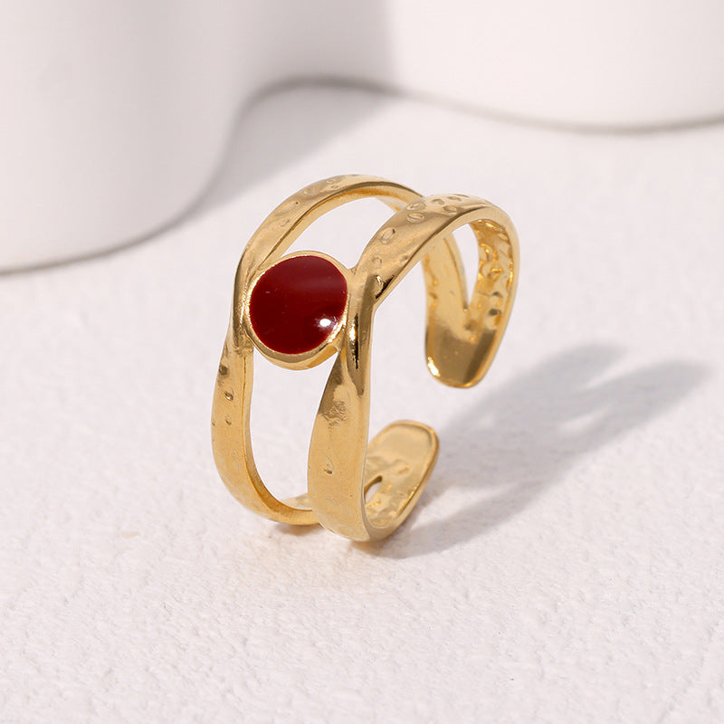 Anello da donna in acciaio inossidabile placcato oro, stile geometrico minimalista e aperto