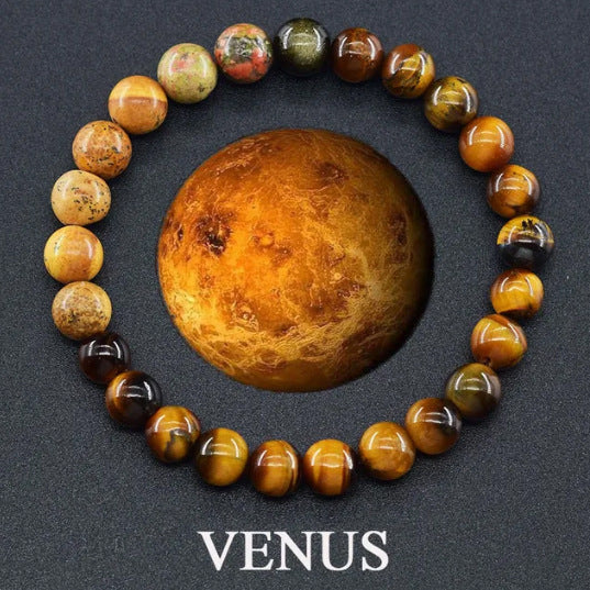 Elegant Natural Gemstone Round Beaded Bracelet Unisex Geometric Stretch Bangle Gift