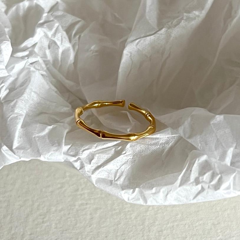 Minimalist 925 Sterling Silver Heart Bamboo Ring for Women
