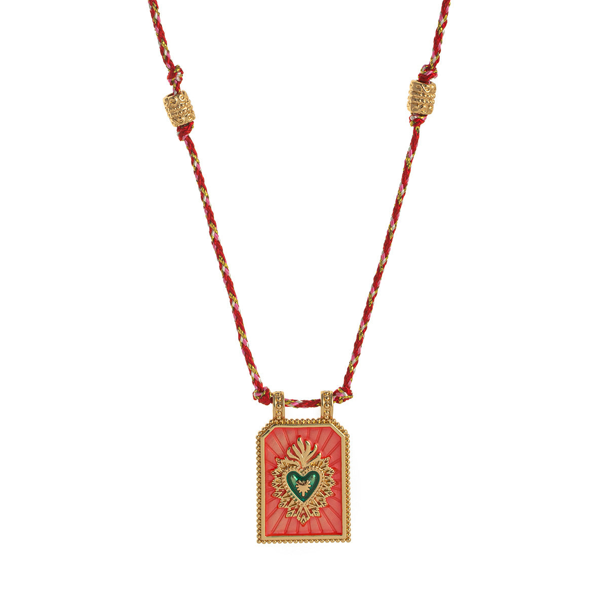 Collana pendente minimalista a forma di cuore in rame placcato oro su cordino colorato da donna