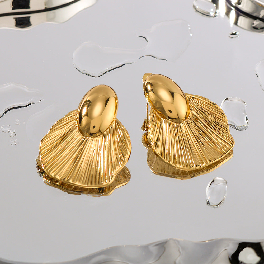 Orecchini da donna minimalisti asimmetrici geometrici in acciaio inossidabile con placcatura sottovuoto in oro 18 carati