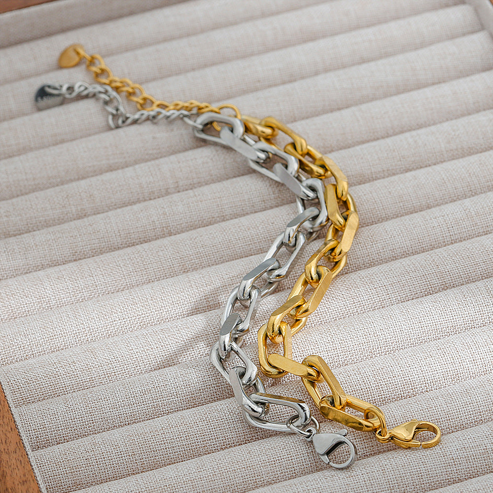 Bracciale Hip Hop minimalista a forma di U placcato in oro 18 carati in acciaio inossidabile per uomo e donna