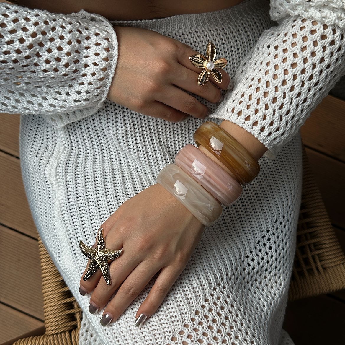 Bracciale Casual Placcato in Resina con Gradiente Geometrico
