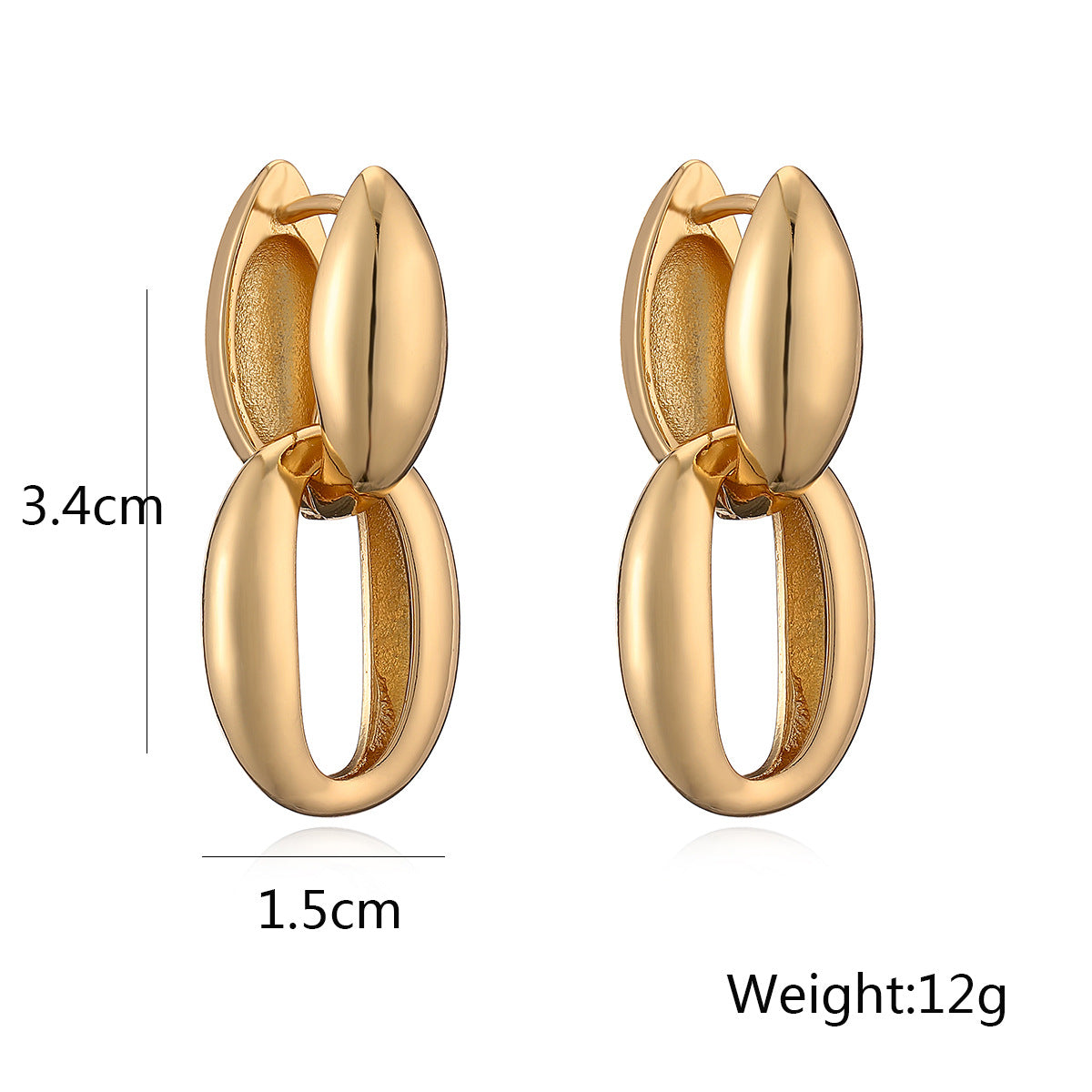 Irregular Geometric Copper Earrings with Real Gold Plating for Women Minimalist Fashion-Forward Everyday Wear