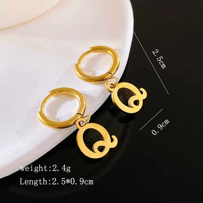 Minimalist Luxury Letter Brass Plated Earrings with Stainless Steel Posts for Women