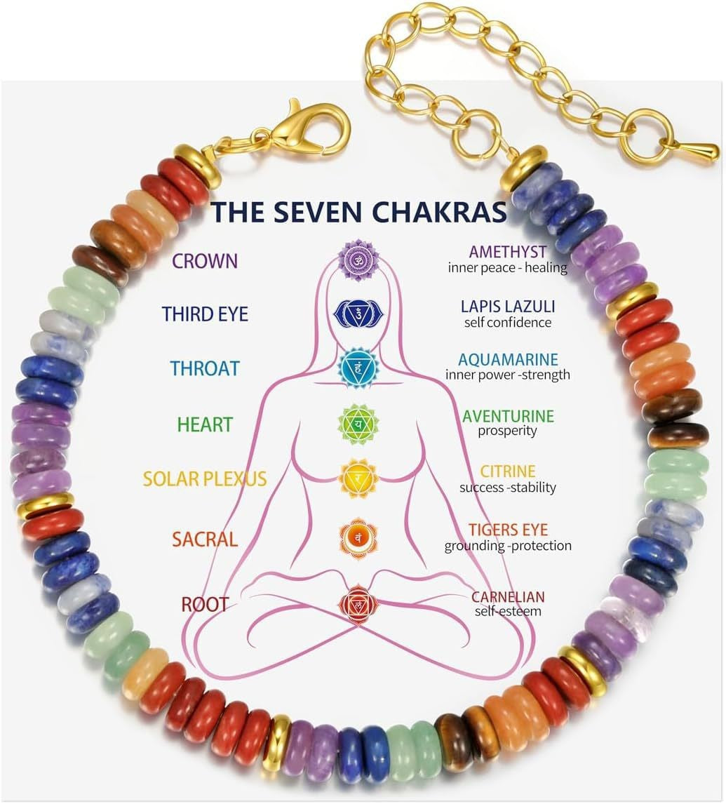Colorful Natural Stone Crystal Beaded Bracelet with Floral Pattern for Unisex