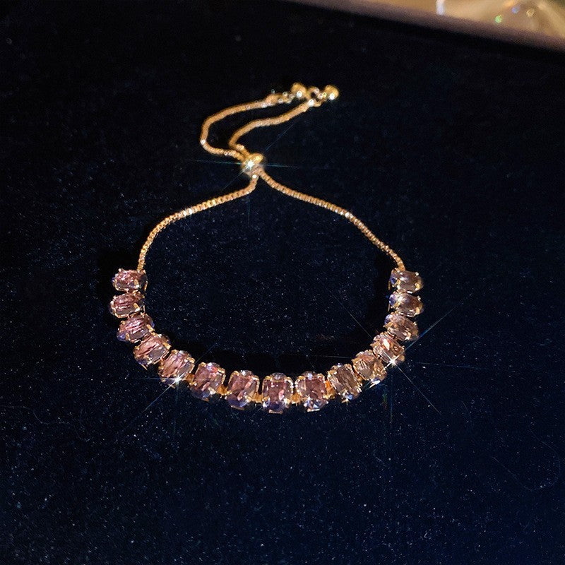 Elegant Heart-Shaped Gold-Plated Zirconia Bracelet for Women with Delicate Luxury Aesthetic