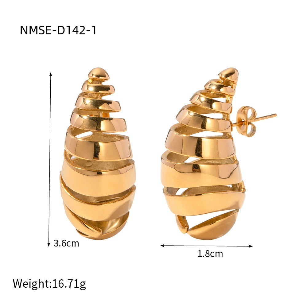 Orecchini minimalisti in acciaio al titanio a forma di goccia d'acqua per donne, placcati oro 18K e con design geometrico