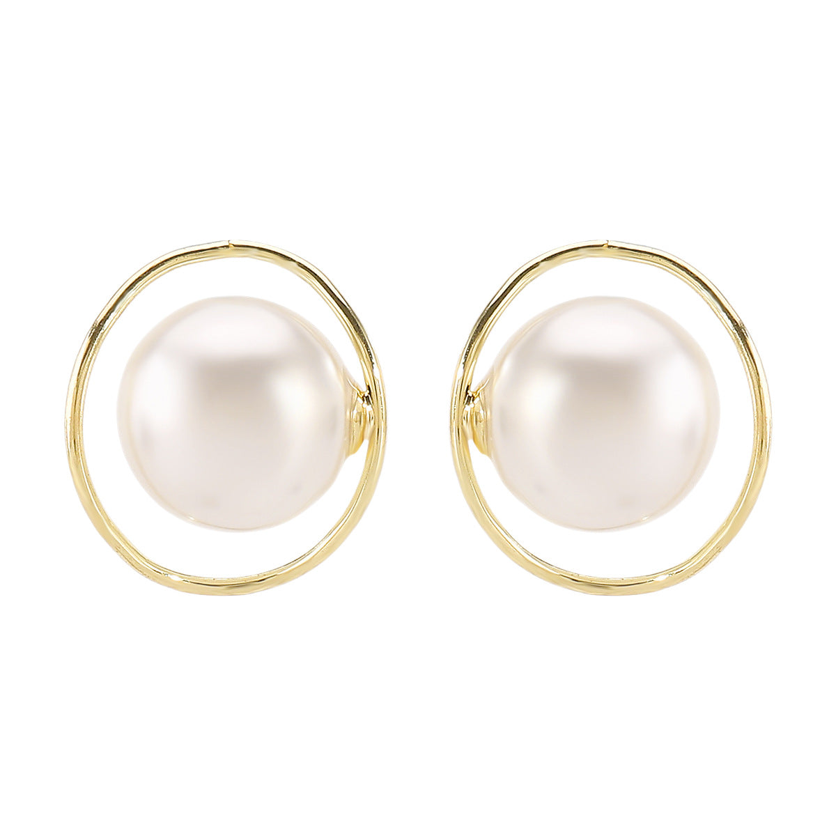 Orecchini vintage geometrici con perle in lega color oro con finitura placcata da donna