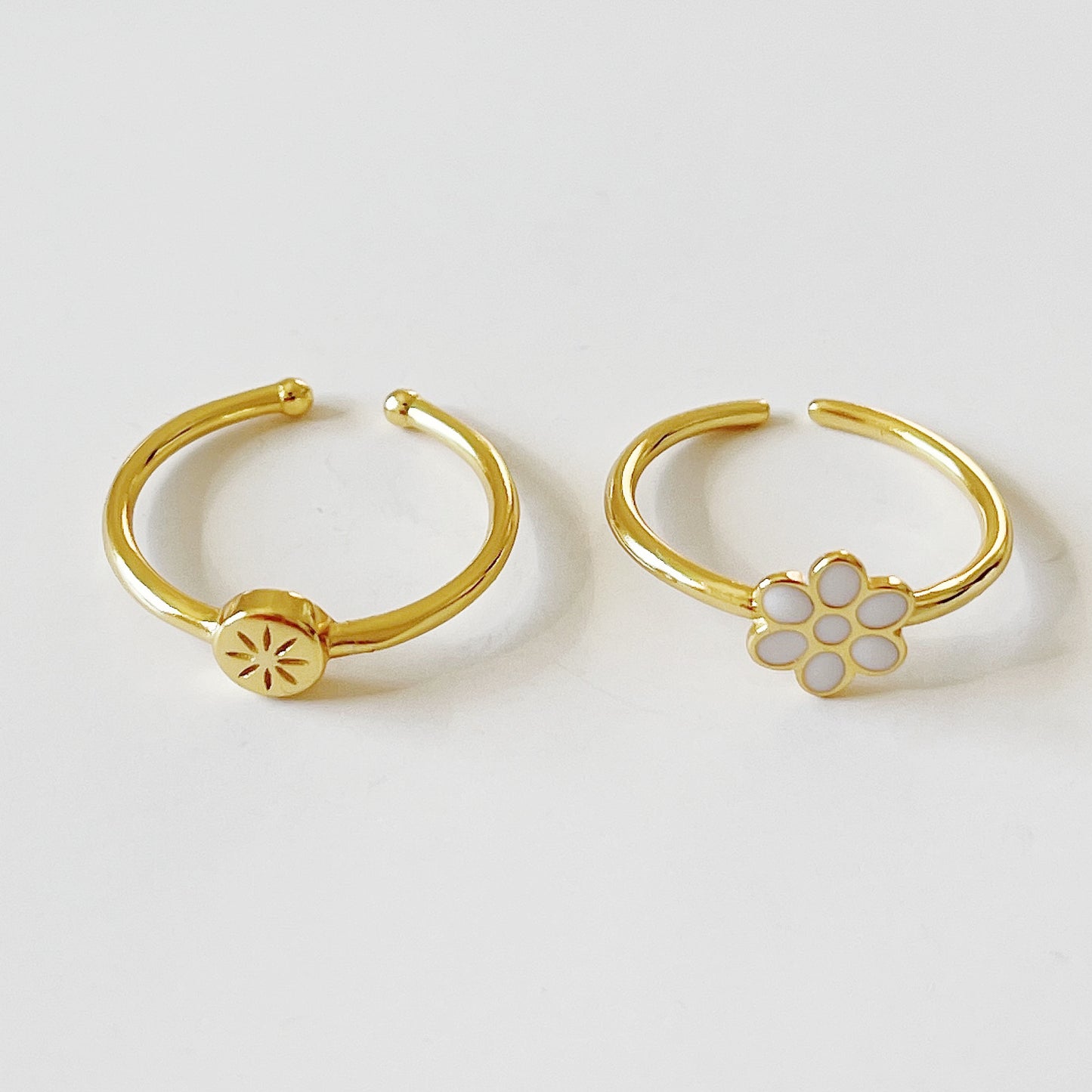Dolce Anello Floreale In Argento Sterling 925 Con Intarsio a Cuore Minimalista da Donna