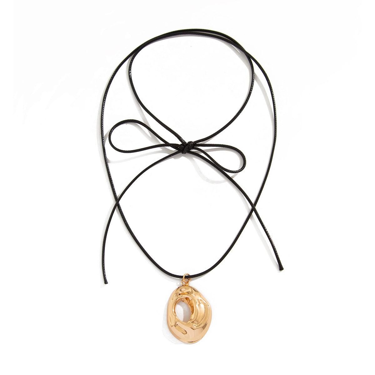 Gargantilla con colgante de rosa geométrica con lazo calado irregular estilo Hip Hop para mujer