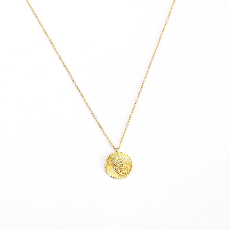 Minimalist 925 Sterling Silver Round Snake Pendant Necklace with Cable Chain for Women