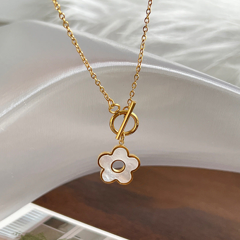 Minimalist Smile Face Pendant Necklace for Women Titanium Steel Plated Locket Chain with Rhinestone Accents